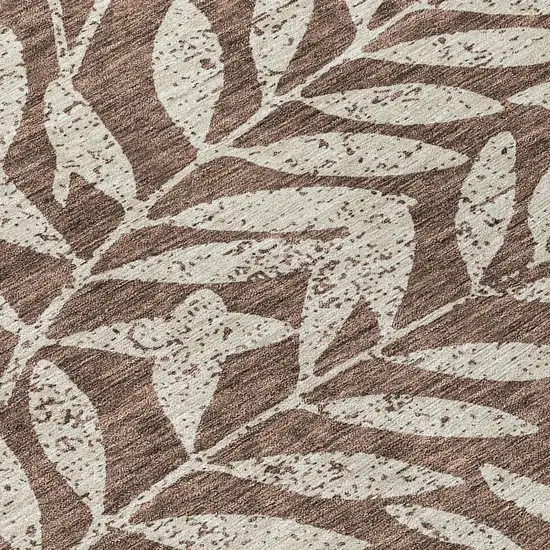 Brown And Beige Floral Washable Indoor Outdoor Area Rug Photo 8