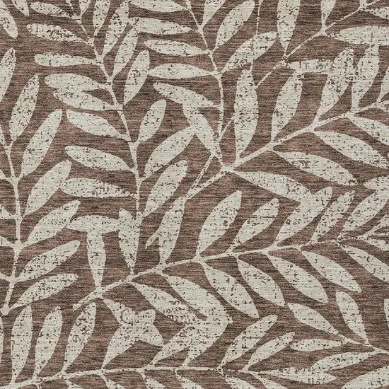 Brown And Beige Floral Washable Indoor Outdoor Area Rug Photo 6