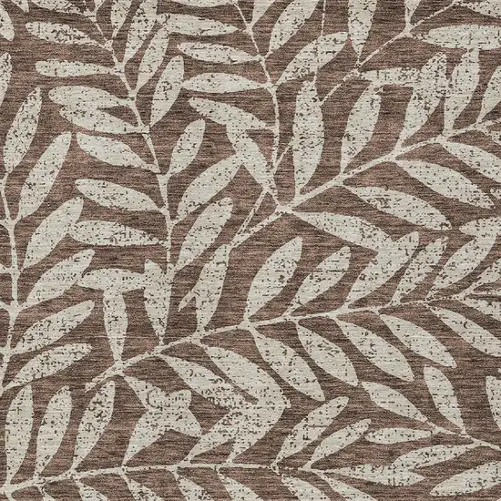 Brown And Beige Floral Washable Indoor Outdoor Area Rug Photo 6