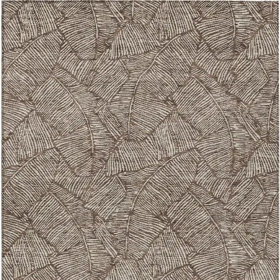 Brown And Beige Floral Washable Indoor Outdoor Area Rug Photo 7