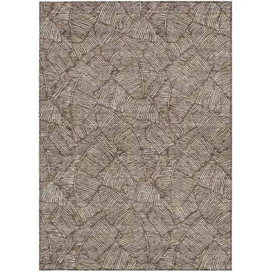 Brown And Beige Floral Washable Indoor Outdoor Area Rug Photo 8