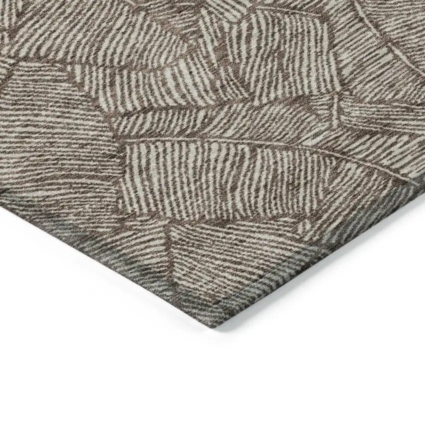 Brown And Beige Floral Washable Indoor Outdoor Area Rug Photo 5