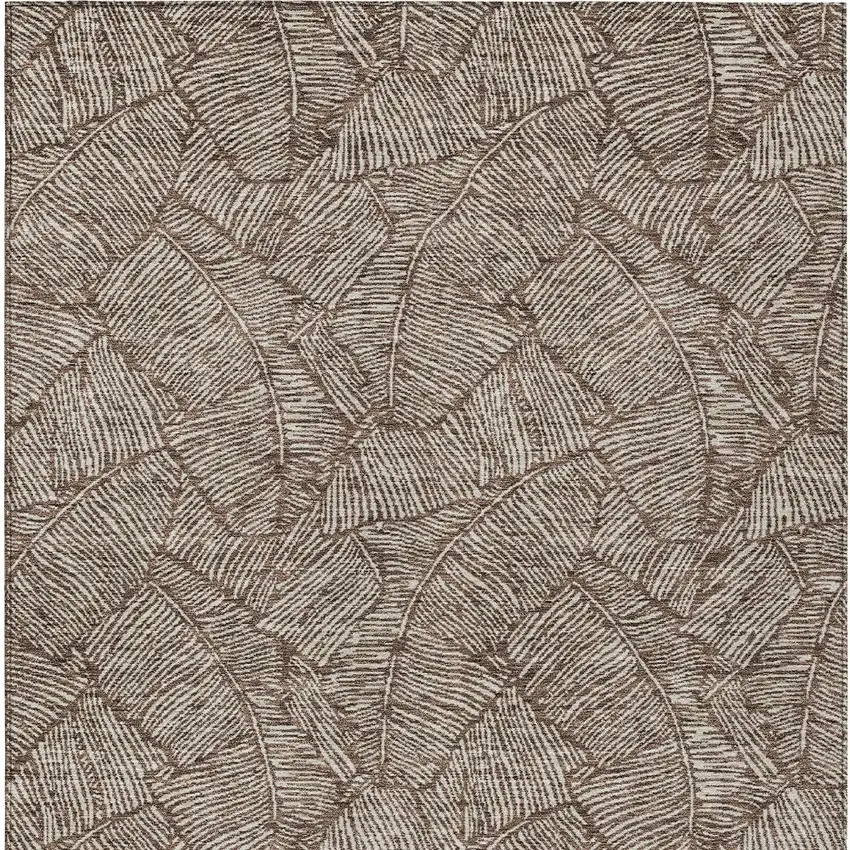 Brown And Beige Floral Washable Indoor Outdoor Area Rug Photo 8