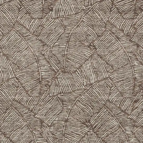 Brown And Beige Floral Washable Indoor Outdoor Area Rug Photo 7