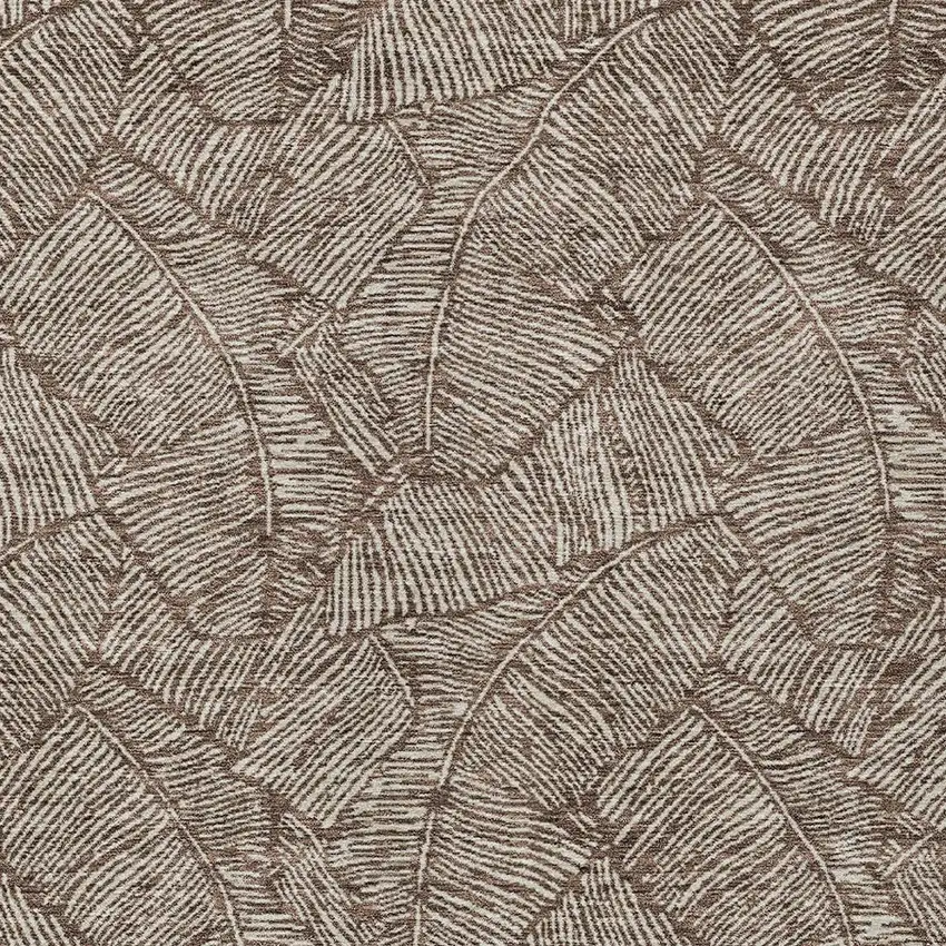 Brown And Beige Floral Washable Indoor Outdoor Area Rug Photo 7