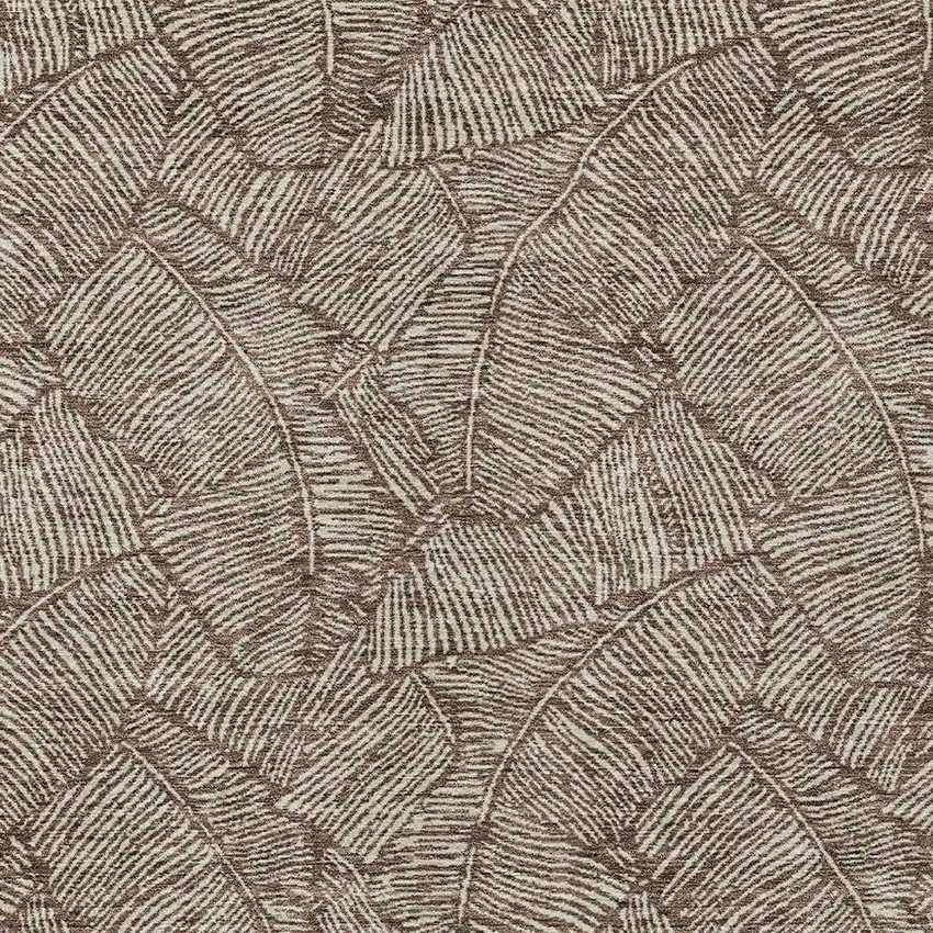 Brown And Beige Floral Washable Indoor Outdoor Area Rug Photo 7