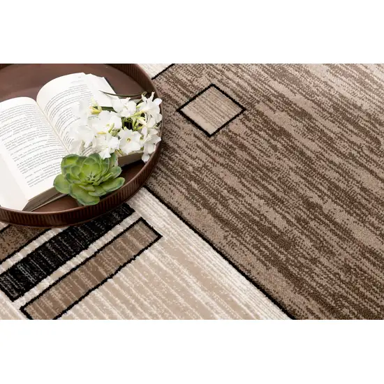 Brown And Beige Geometric Area Rug Photo 8