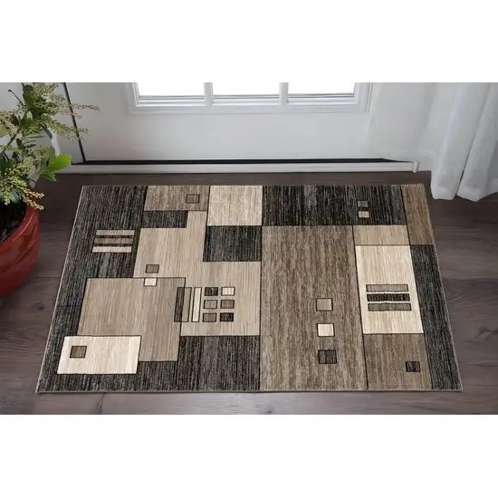 Brown And Beige Geometric Area Rug Photo 1