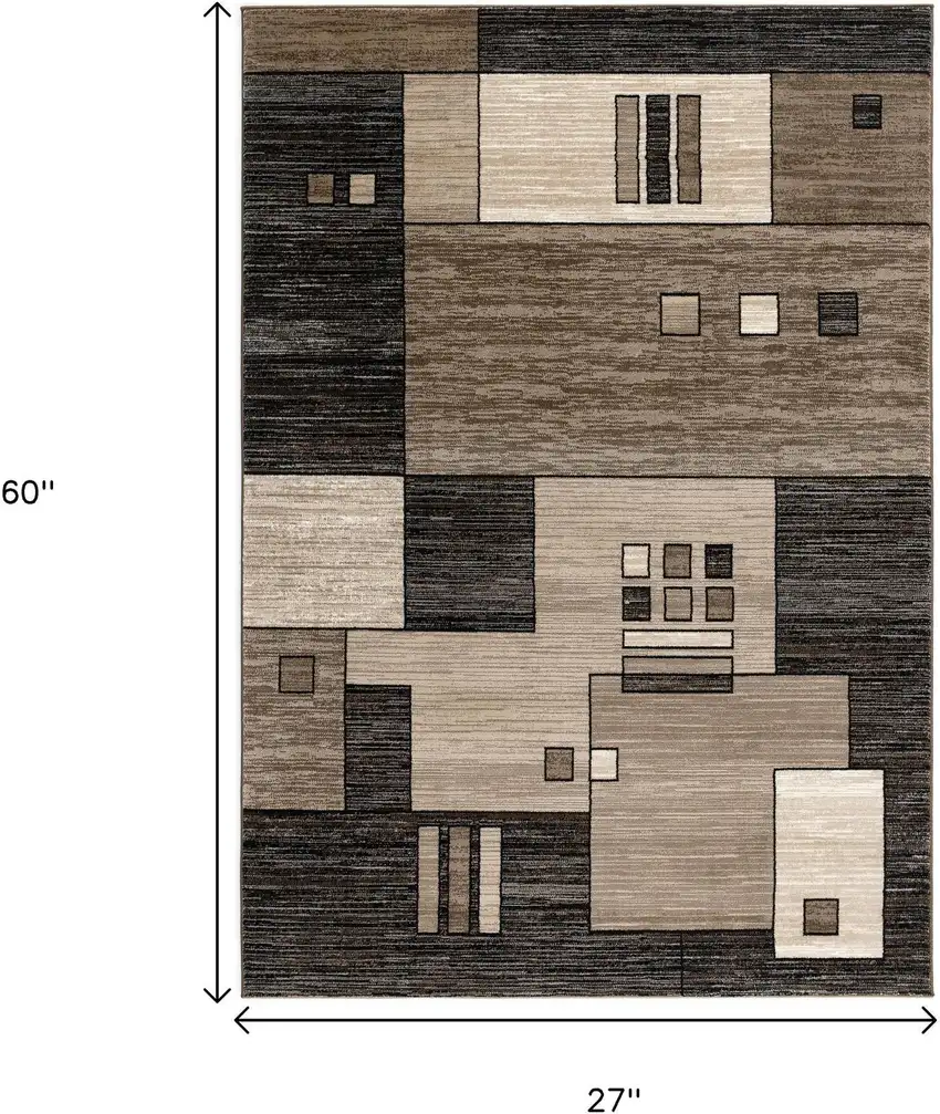 Brown And Beige Geometric Area Rug Photo 3