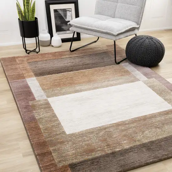 Brown And Beige Geometric Area Rug Photo 6