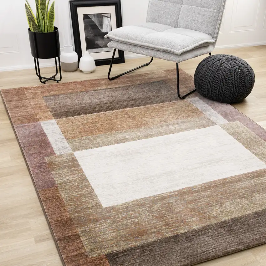 Brown And Beige Geometric Area Rug Photo 6
