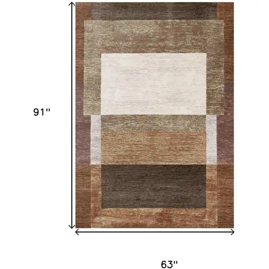 Brown And Beige Geometric Area Rug Photo 3