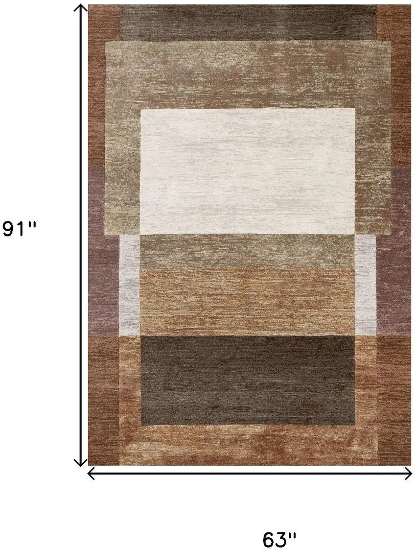Brown And Beige Geometric Area Rug Photo 3