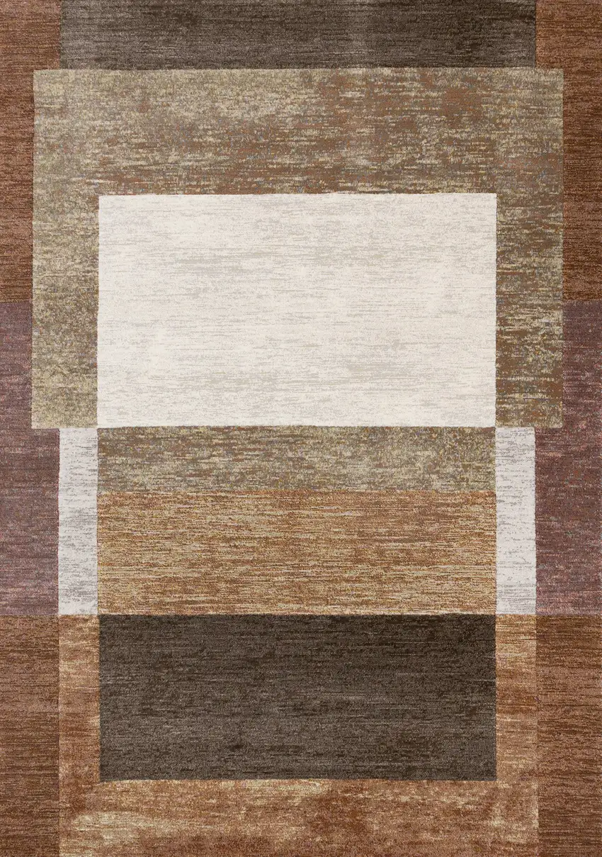 Brown And Beige Geometric Area Rug Photo 2