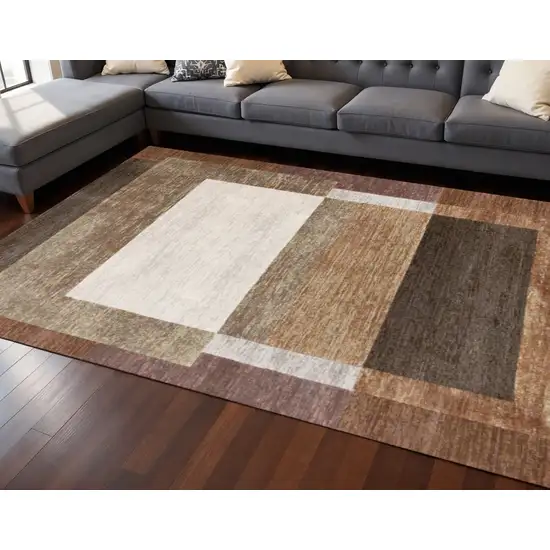 Brown And Beige Geometric Area Rug Photo 1