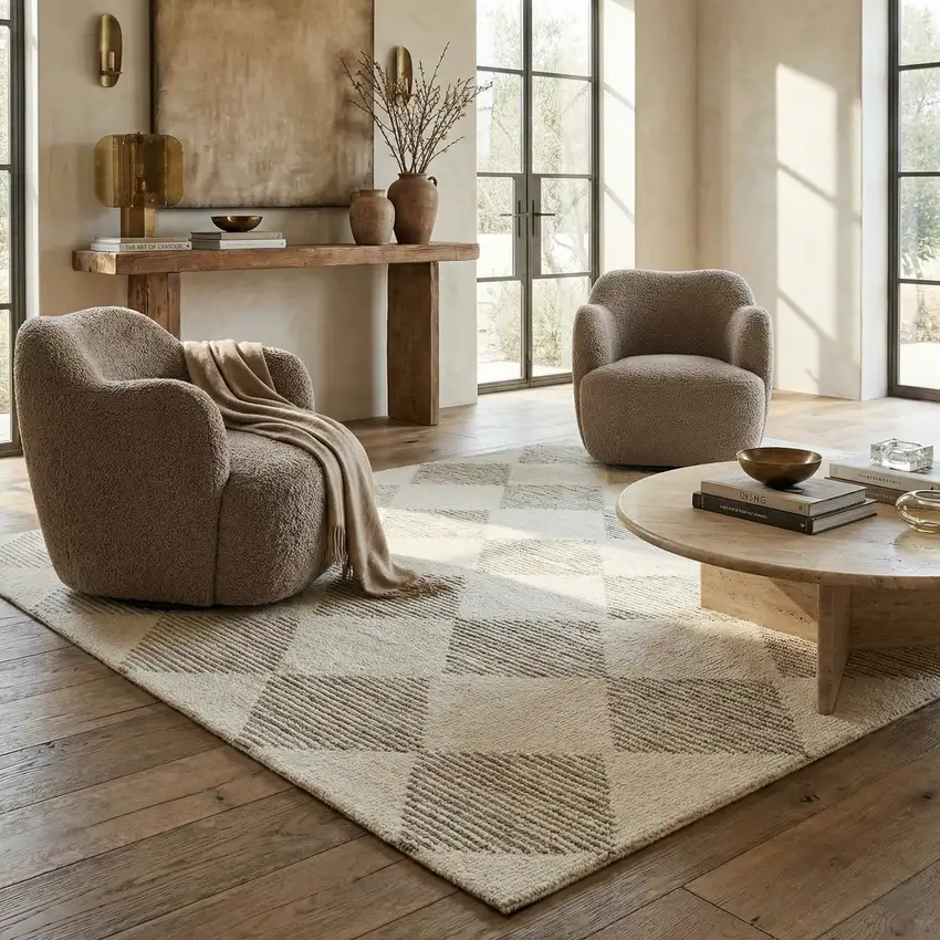Brown And Beige Geometric Area Rug Photo 5