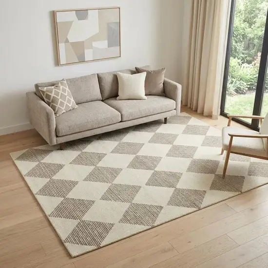 Brown And Beige Geometric Area Rug Photo 1