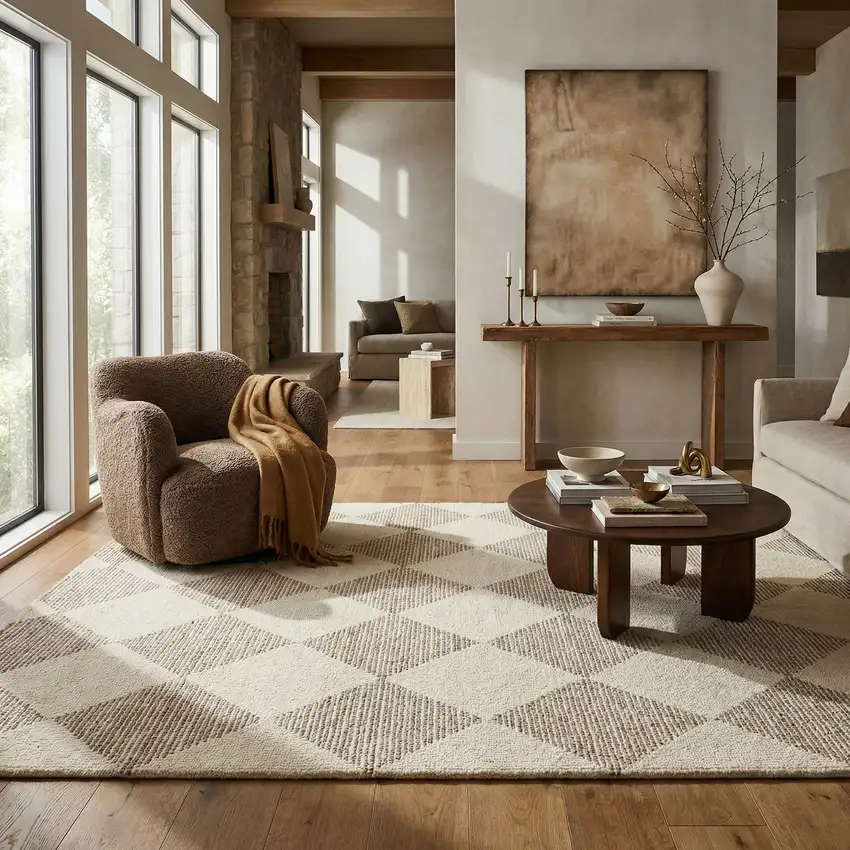 Brown And Beige Geometric Area Rug Photo 8