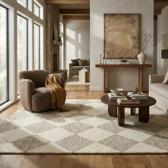 Brown And Beige Geometric Area Rug Photo 8