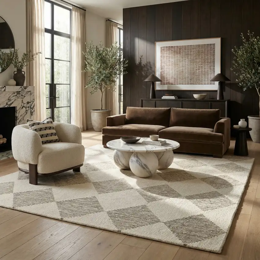 Brown And Beige Geometric Area Rug Photo 9