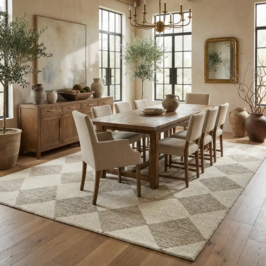 Brown And Beige Geometric Area Rug Photo 6