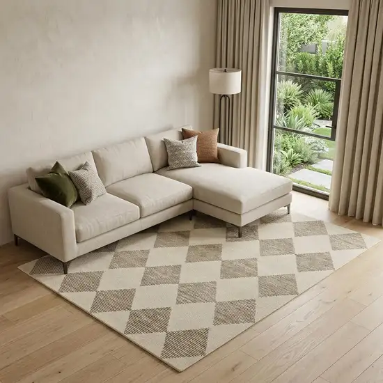 Brown And Beige Geometric Area Rug Photo 1