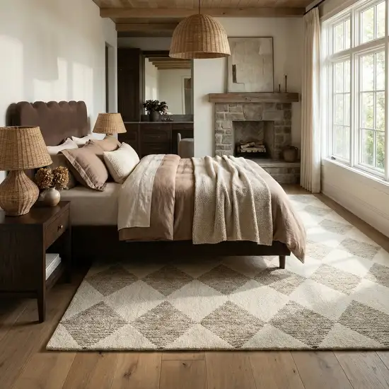 Brown And Beige Geometric Area Rug Photo 7