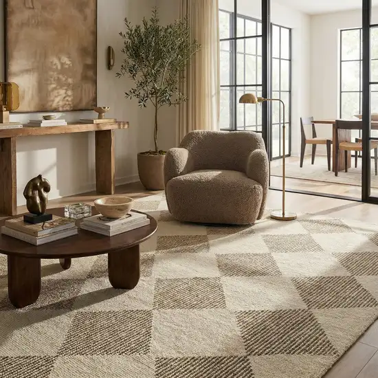 Brown And Beige Geometric Area Rug Photo 9