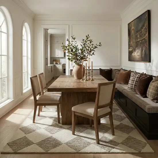 Brown And Beige Geometric Area Rug Photo 5