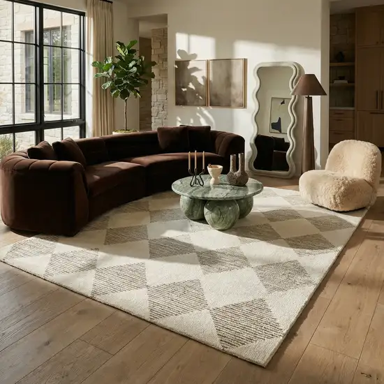 Brown And Beige Geometric Area Rug Photo 7