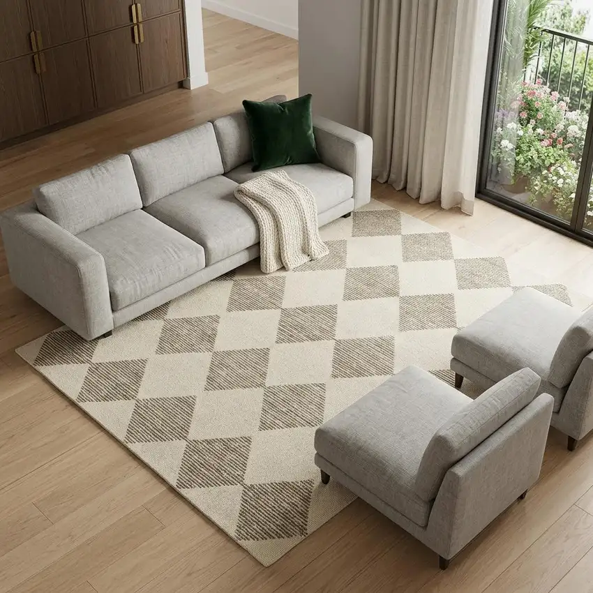 Brown And Beige Geometric Area Rug Photo 1