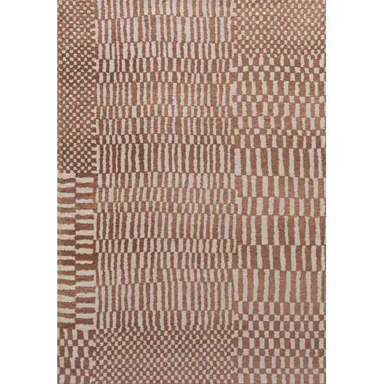 Brown And Beige Geometric Berber Washable Area Rug With UV Protection Photo 5