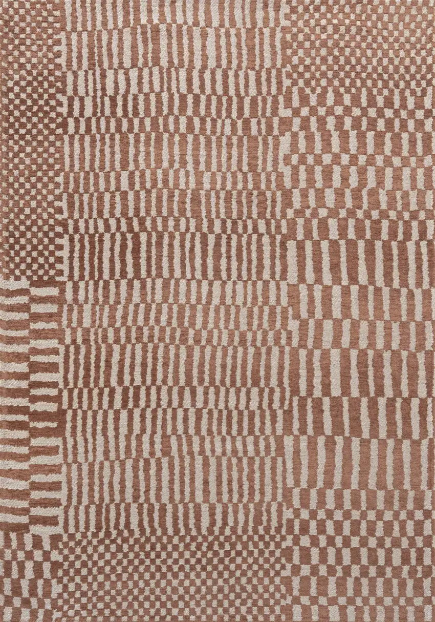 Brown And Beige Geometric Berber Washable Area Rug With UV Protection Photo 5