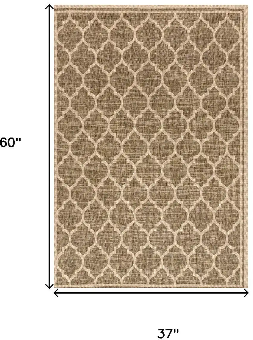 Brown And Beige Geometric Indoor Outdoor Area Rug Photo 5