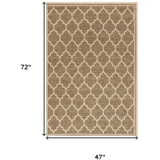 Brown And Beige Geometric Indoor Outdoor Area Rug Photo 5