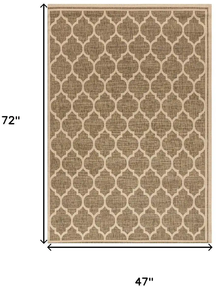 Brown And Beige Geometric Indoor Outdoor Area Rug Photo 5