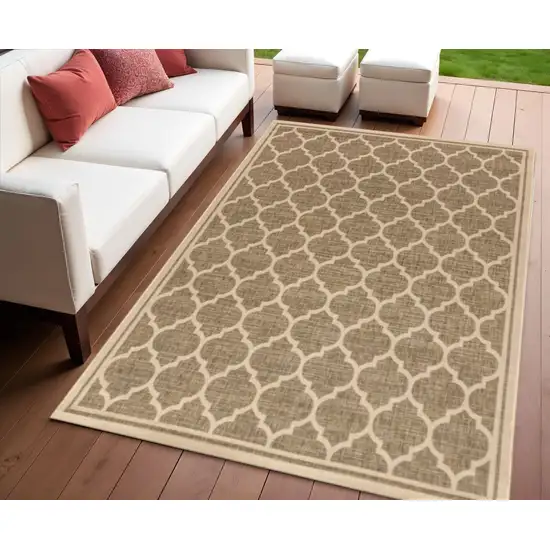 Brown And Beige Geometric Indoor Outdoor Area Rug Photo 1