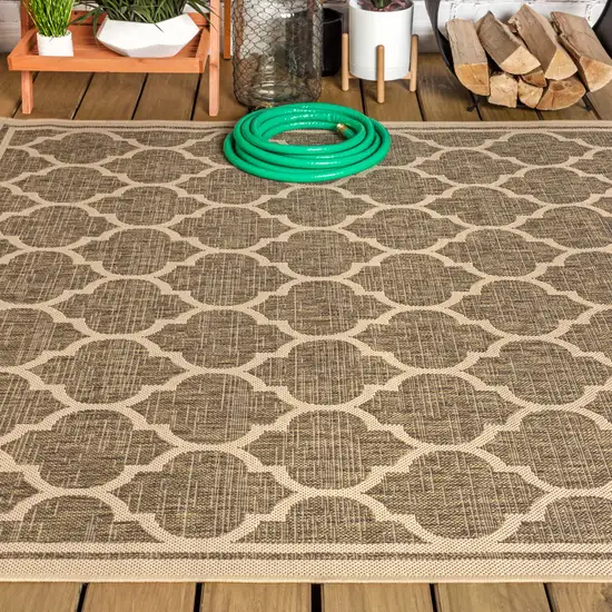 Brown And Beige Geometric Indoor Outdoor Area Rug Photo 7