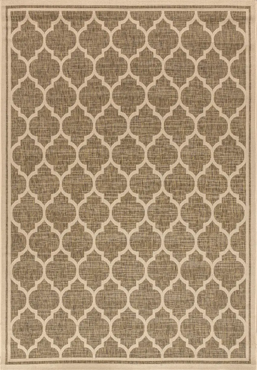 Brown And Beige Geometric Indoor Outdoor Area Rug Photo 1