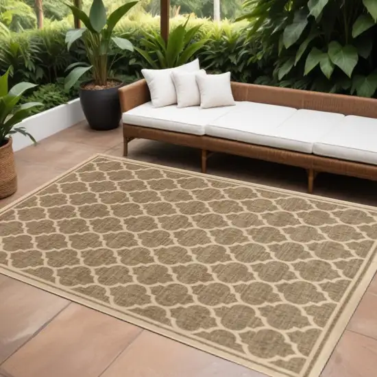 Brown And Beige Geometric Indoor Outdoor Area Rug Photo 1
