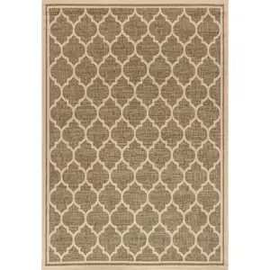 Photo of Brown And Beige Geometric Indoor Outdoor Area Rug