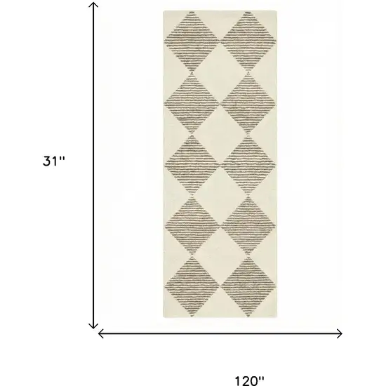 Brown And Beige Geometric Runner Rug Photo 8