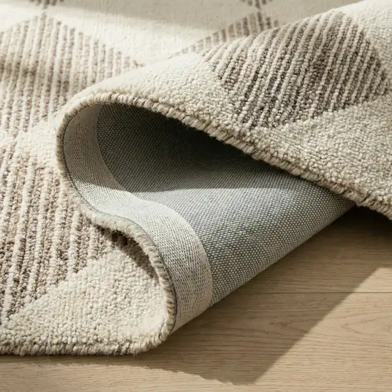Brown And Beige Geometric Runner Rug Photo 7