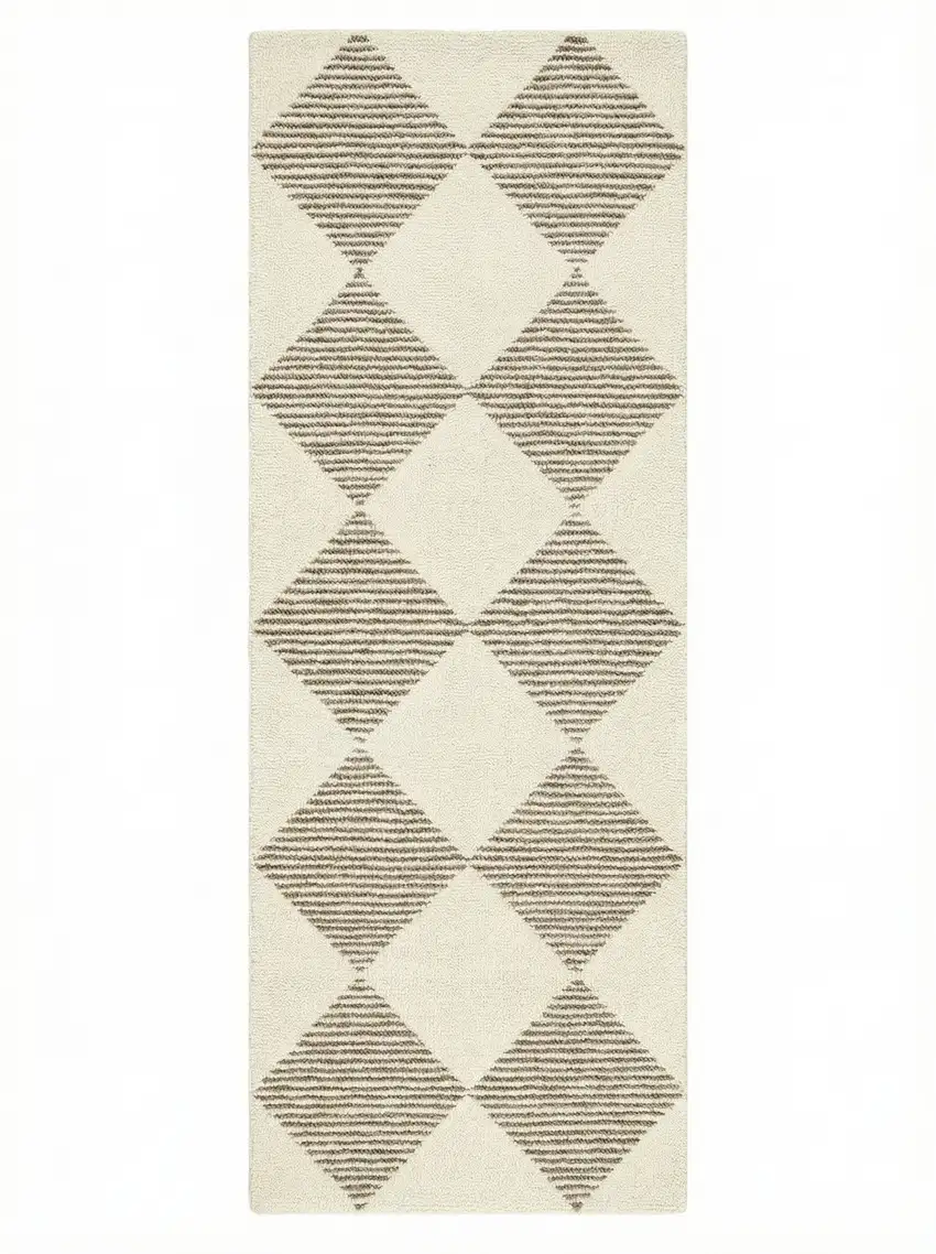 Brown And Beige Geometric Runner Rug Photo 2