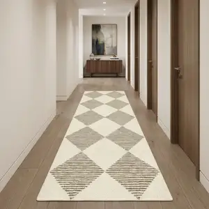 Photo of Brown And Beige Geometric Runner Rug