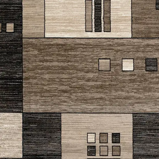 Brown And Beige Geometric Square Rug Photo 4