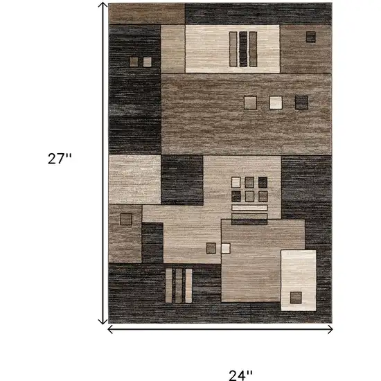 Brown And Beige Geometric Square Rug Photo 9