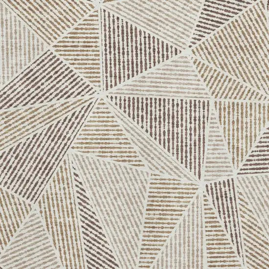Brown And Beige Geometric Washable Area Rug With UV Protection Photo 3