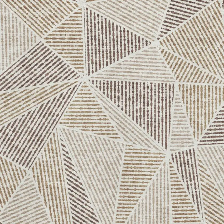 Brown And Beige Geometric Washable Area Rug With UV Protection Photo 3