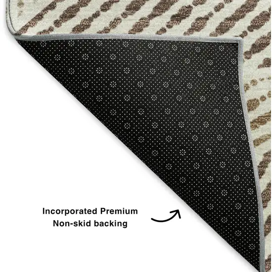 Brown And Beige Geometric Washable Area Rug With UV Protection Photo 7